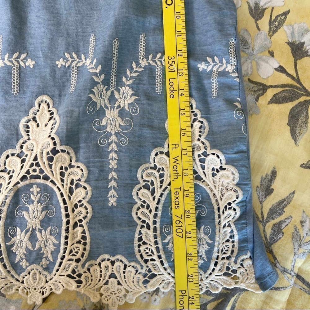 Pull & Bear Light Blue Tank Top with Ivory Embroidery - Small - Picture 4 of 6